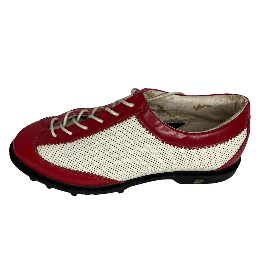 Vintage Golfsteam Cap Toe Derby Golf Shoes Leather Men's 8.5 Red White Wingtip